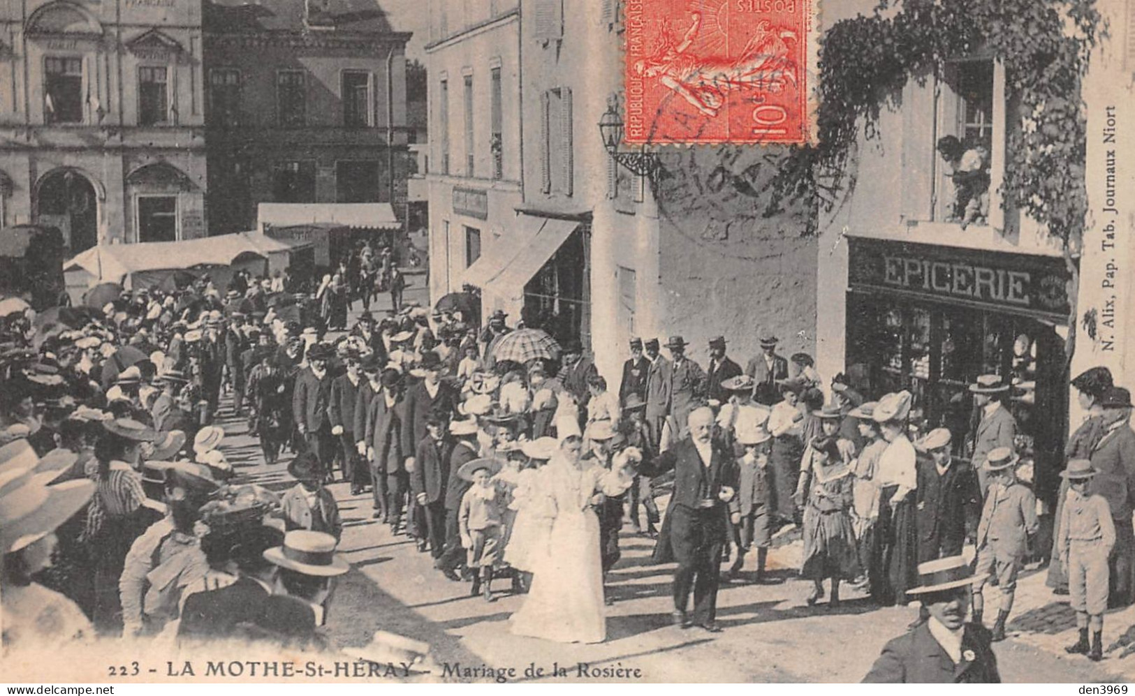 La MOTHE-SAINT-HERAY (Deux-Sèvres) - Mariage De La Rosière - Voyagé 1907 (2 Scans) Besançon, 11 Rue Du Mont Sainte-Marie - La Mothe Saint Heray