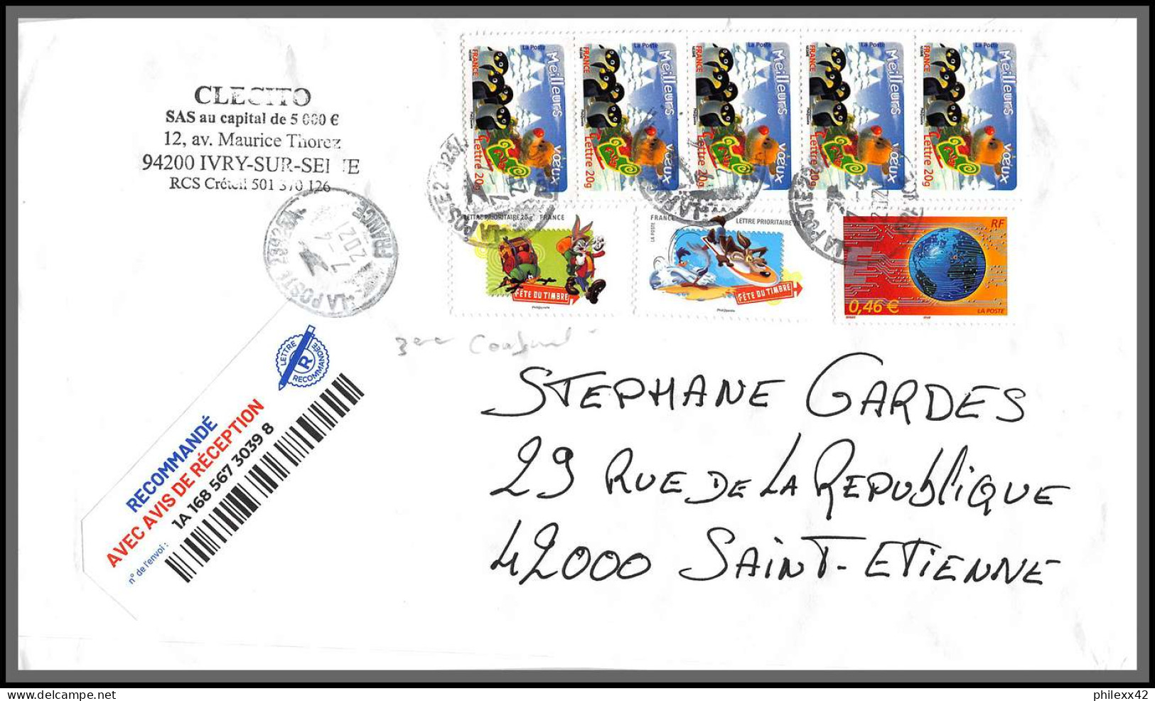 95962 /2021 7/4/2021 3ème Confinement Ivry Pour St Etienne Loire France Devant De Lettre Cover - Cartas & Documentos