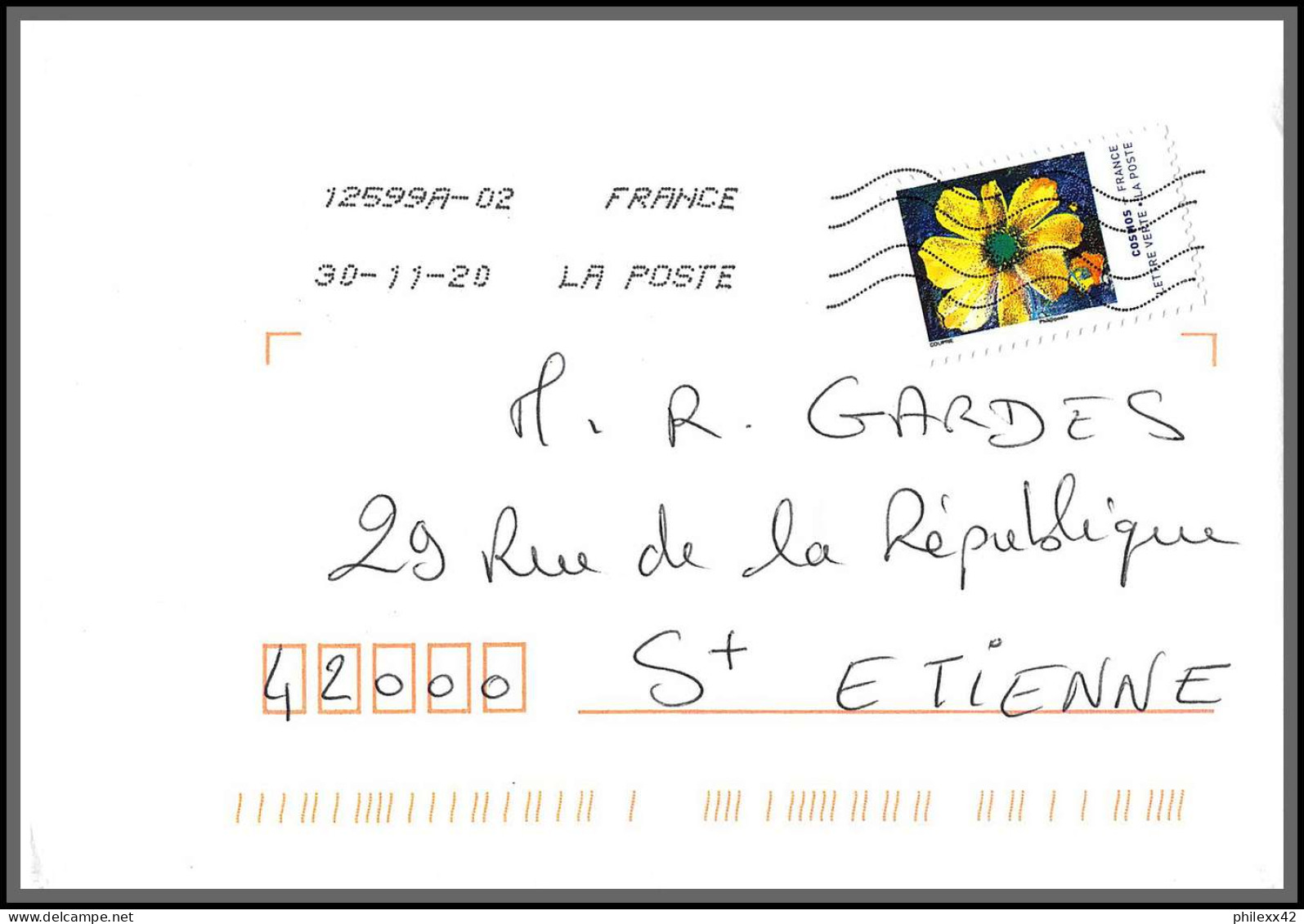 95966 30/11/2020 2ème Confinement Pour St Etienne Loire France Lettre Cover - Cartas & Documentos