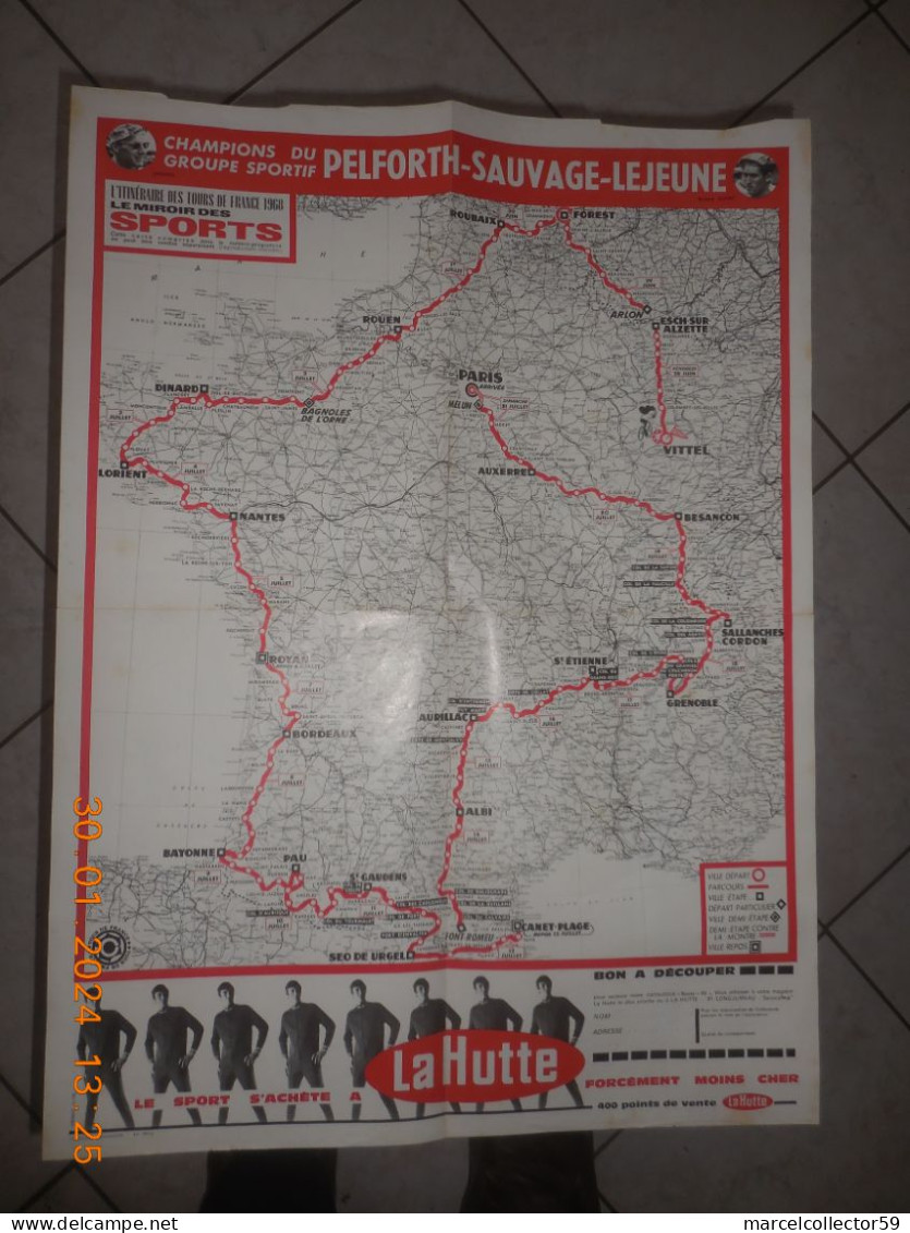 Ancienne Carte Du Tour De France Cycliste De 1968 Be - Cyclisme