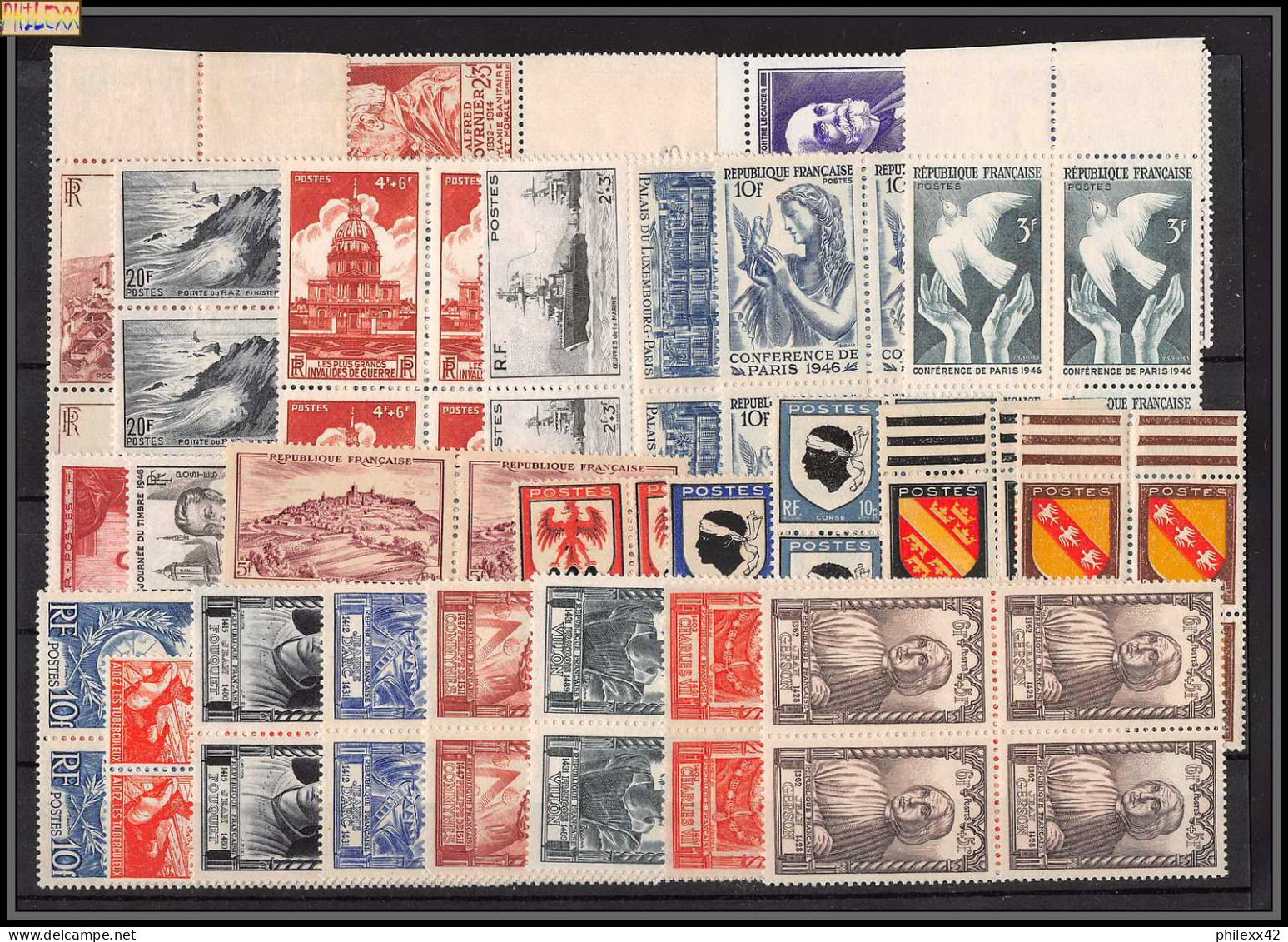 1946 Année Complète Neufs ** PARFAIT état TTB Tous Bloc 4 Des Coins Et Bord De Feuilles - 1940-1949