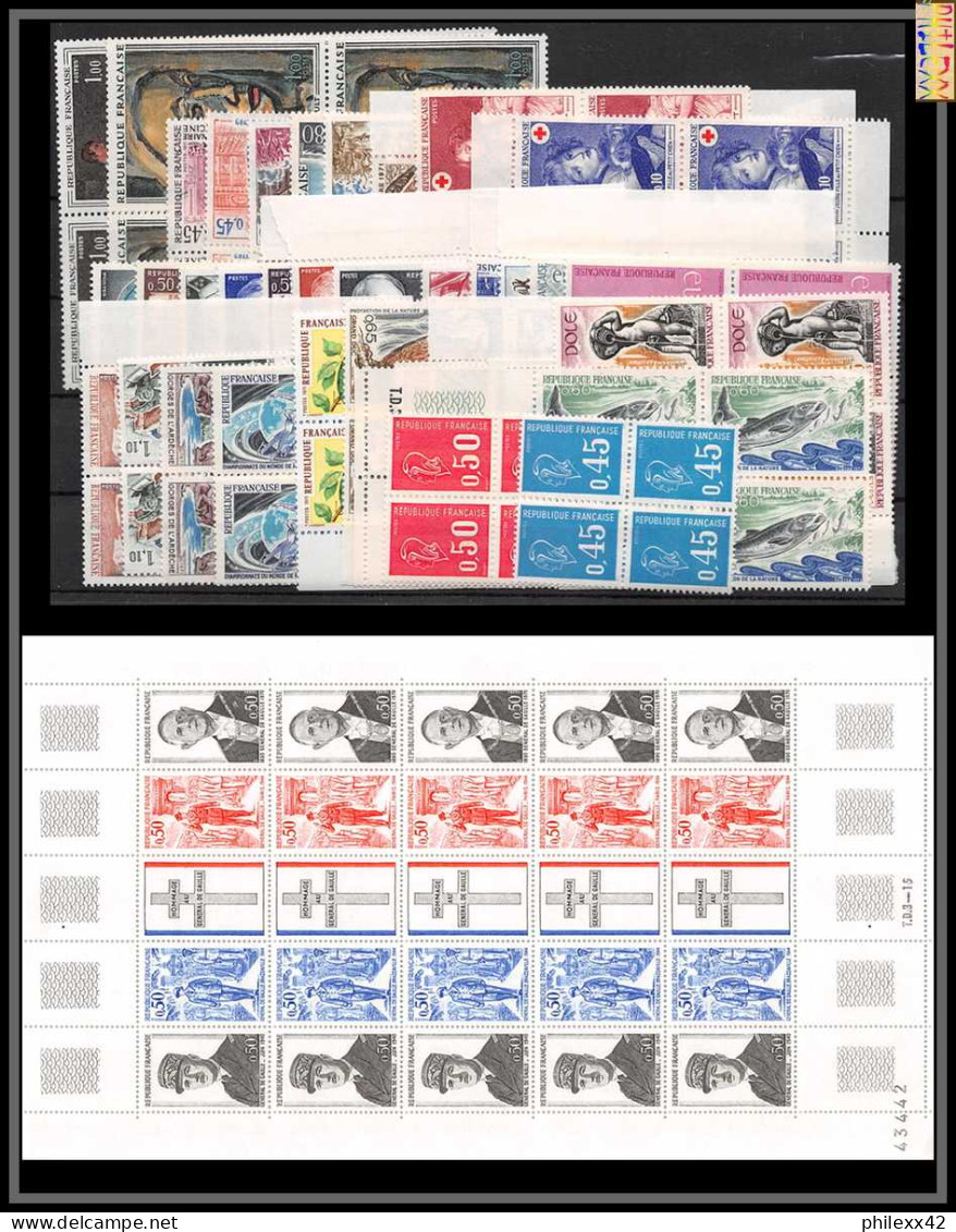 1971 Année Complète Neufs ** Bloc 4 Rare PARFAIT état + Feuille De Gaulle Et Carnet Croix Rouge - 1970-1979