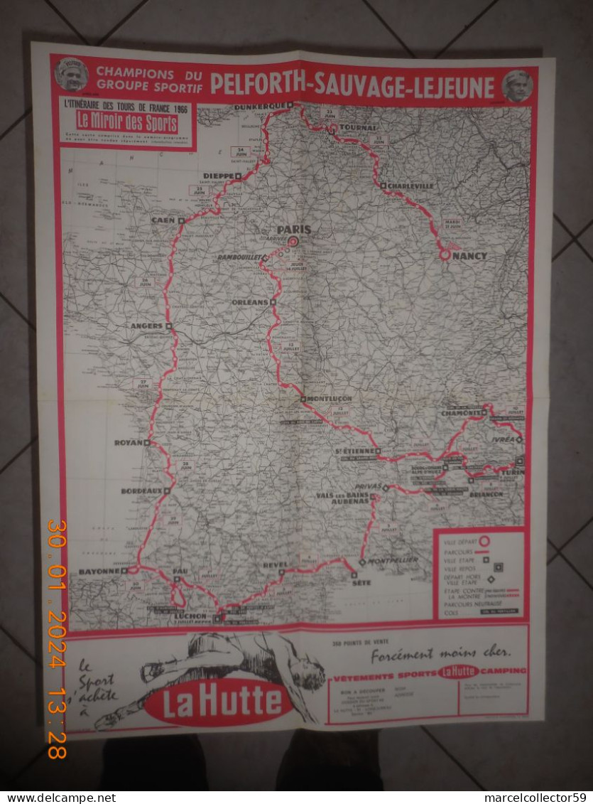 Ancienne Carte Du Tour De France Cycliste De 1966 Be - Cyclisme