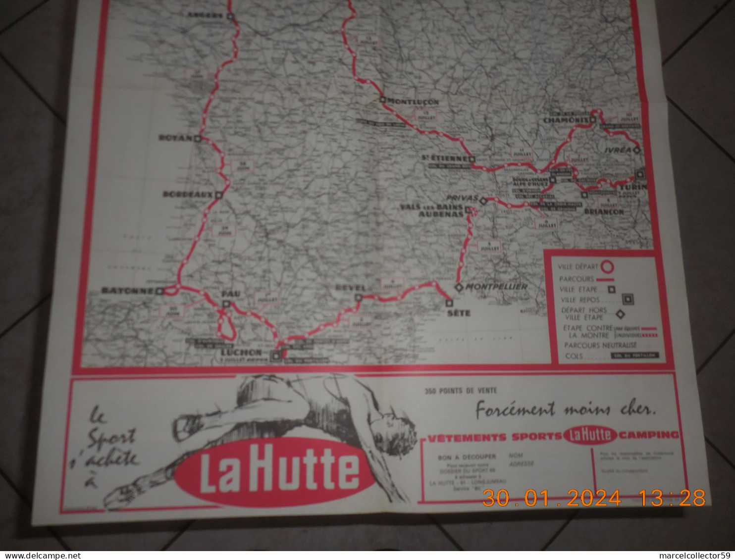 Ancienne Carte Du Tour De France Cycliste De 1966 Be - Cyclisme