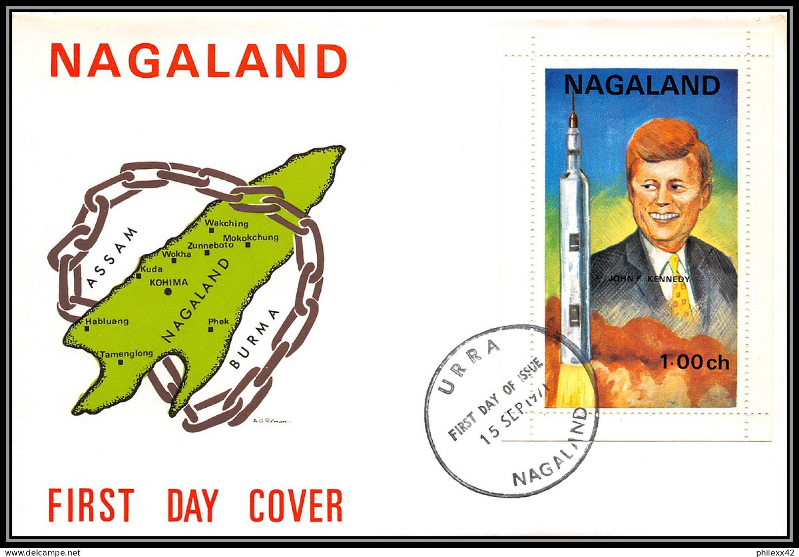 80579b Nagaland Kennedy Fdc Premier Jour 1971  Espace Space Lettre Cover - Azië