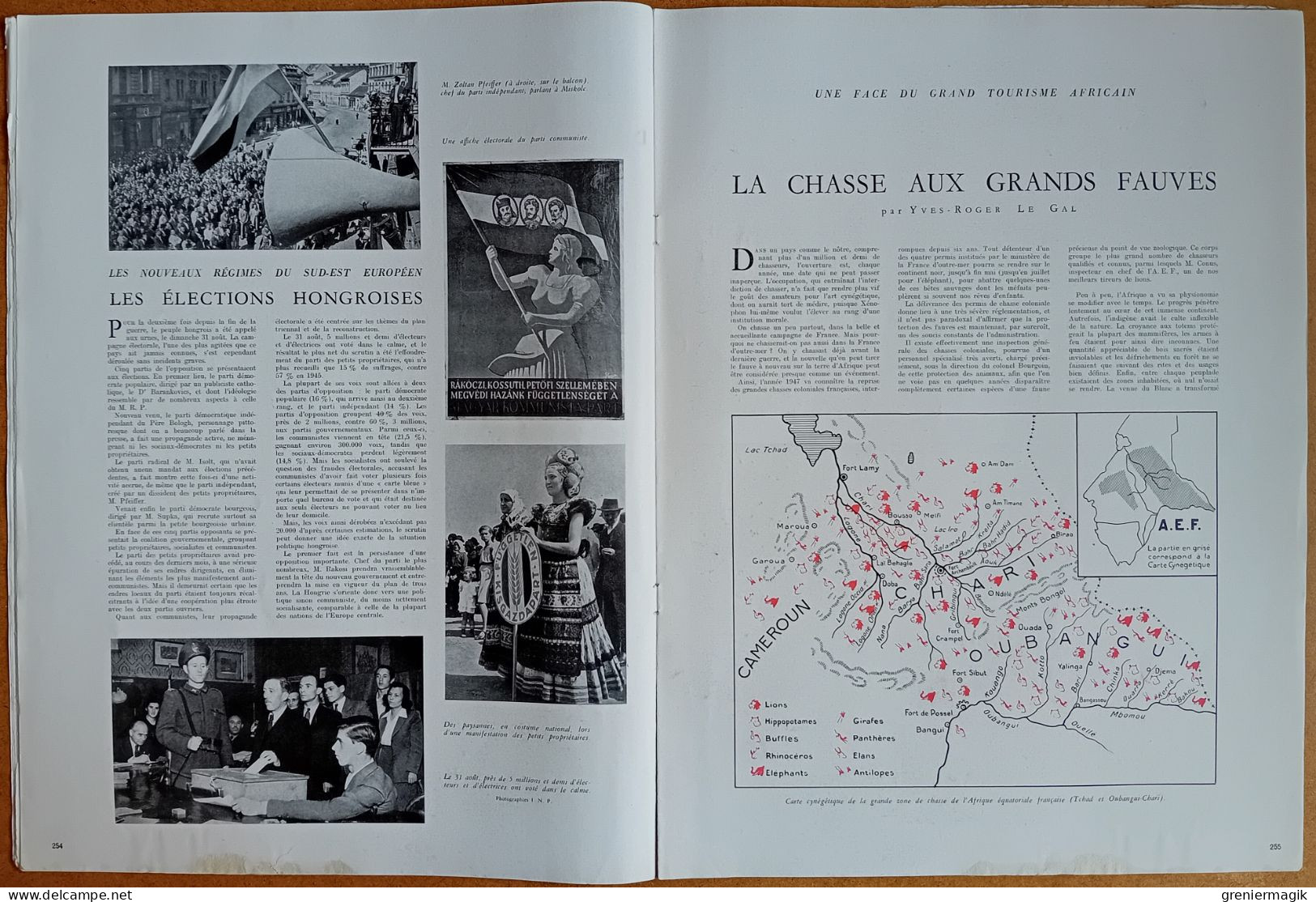 France Illustration N°102 13/09/1947 Chasse aux grands fauves A.E.F./Pays Basque/Vol à voile//Charitons/Manolete Linarès