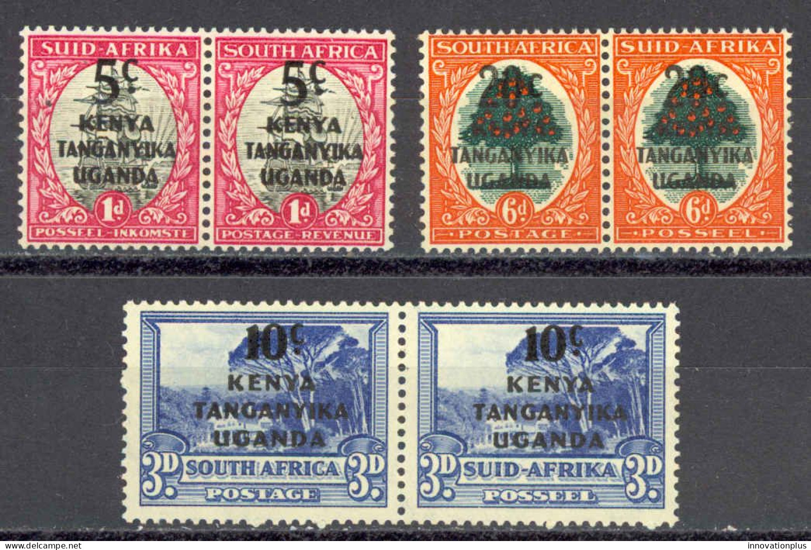 Kenya, Uganda, Tanzania Sc# 86-88 MH 1941-1942 5c-70c Overprint - Kenya, Ouganda & Tanzanie