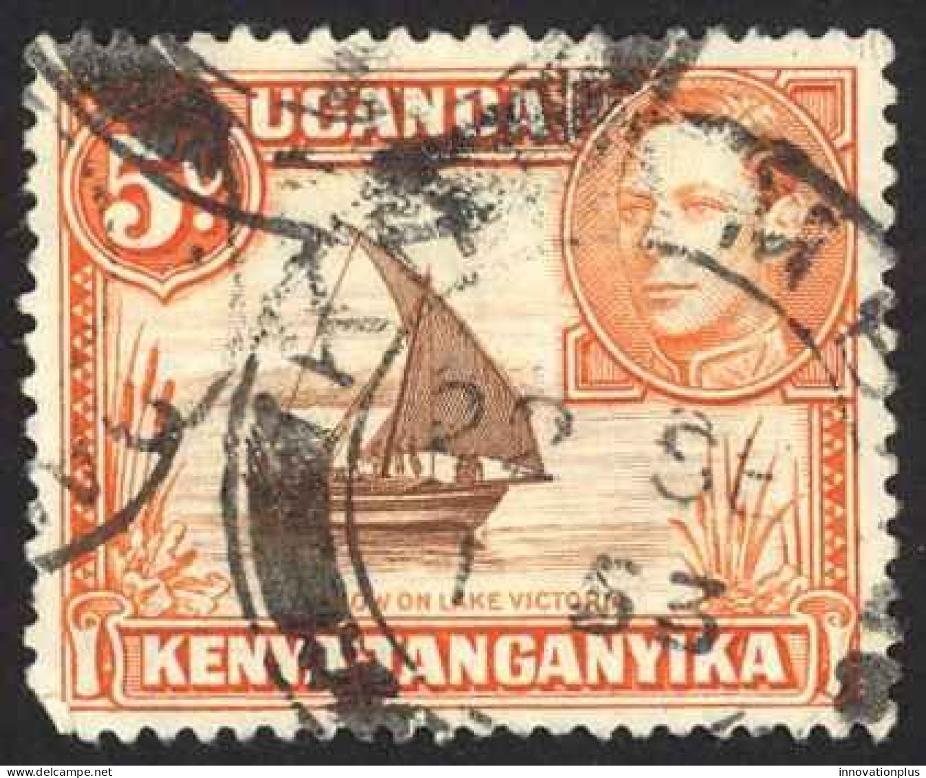 Kenya, Uganda, Tanzania Sc# 68 Used (a) 1949 5c Red Orange & Brown KGVI - Kenya, Oeganda & Tanzania