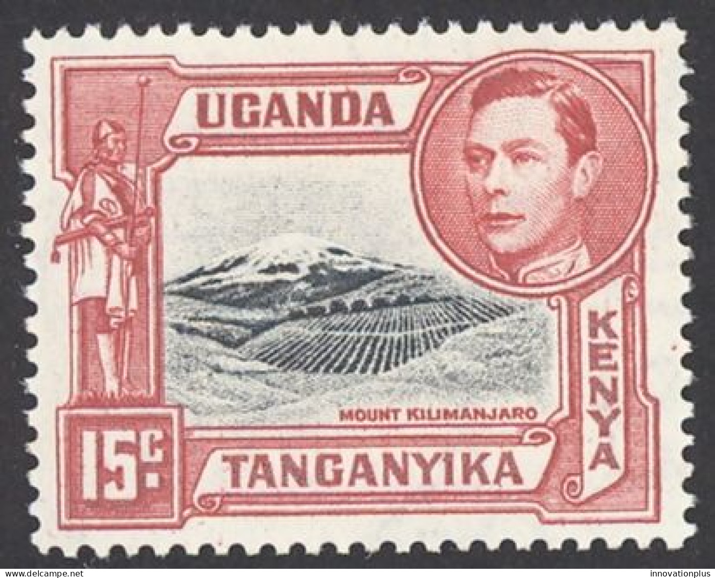 Kenya, Uganda, Tanzania Sc# 72 MNH 1943 15c Carmine & Gray Black Definitives - Kenya, Uganda & Tanzania