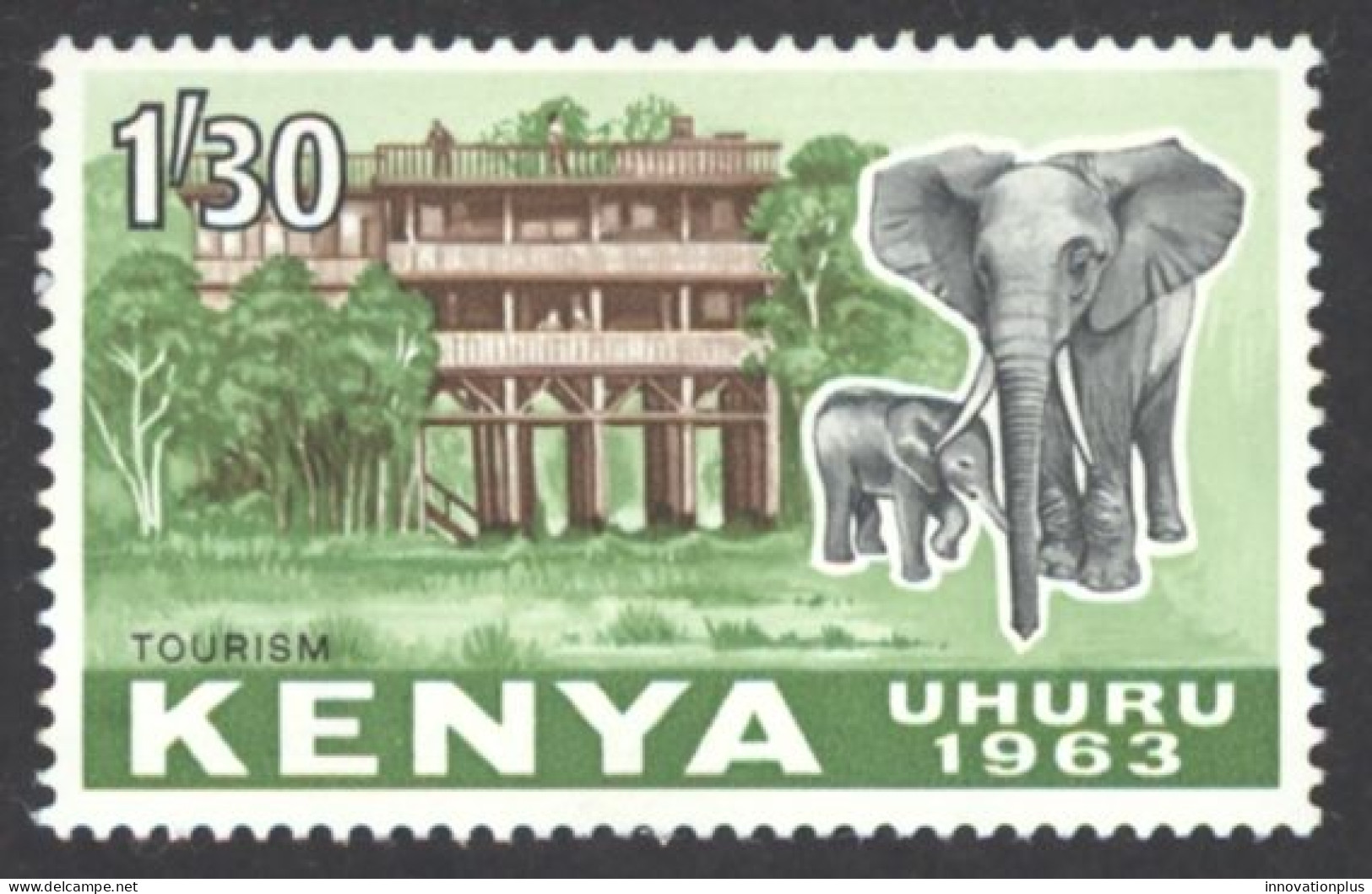 Kenya Sc# 10 MH 1963 1.30sh Treetop Hotel & Elephants - Kenya (1963-...)