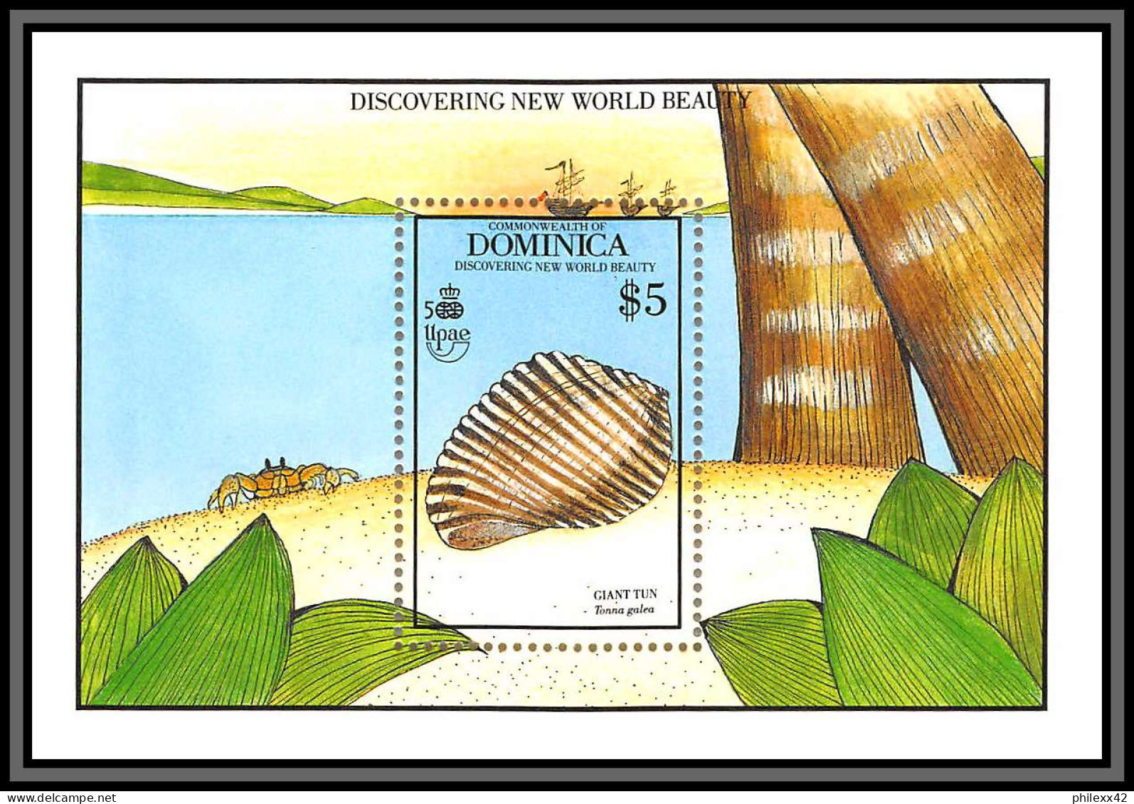 80656 Dominica Dominique Mi BF N°166 TB Neuf ** MNH Giant Tun Sea Shells Tonna Galea Dolium 1990 Coquillages - Dominique (1978-...)