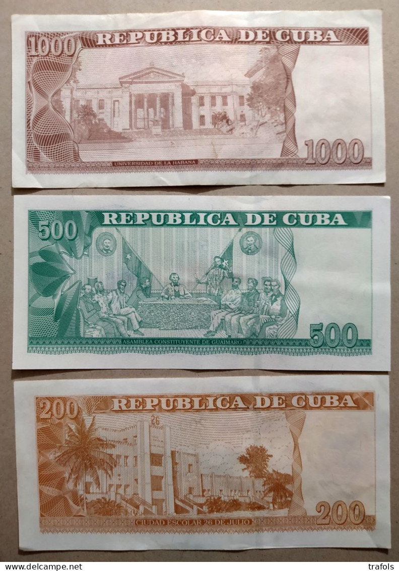Cuba Kuba - 200 Pesos 2022 + 500 2022 + 1000 2021 - Full Set High Values - 66 € Exchange Rates - Super Price !! - Cuba