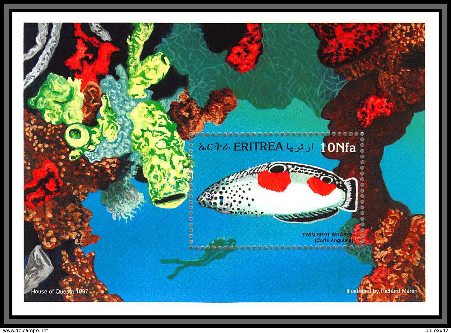 80676 Eritrea Erythrée Mi N°5/6 Powderblue Surgeon Coris ** MNH Poisson-chirurgien Poissons Fishes Fish 1997 Acanthurus - Erythrée