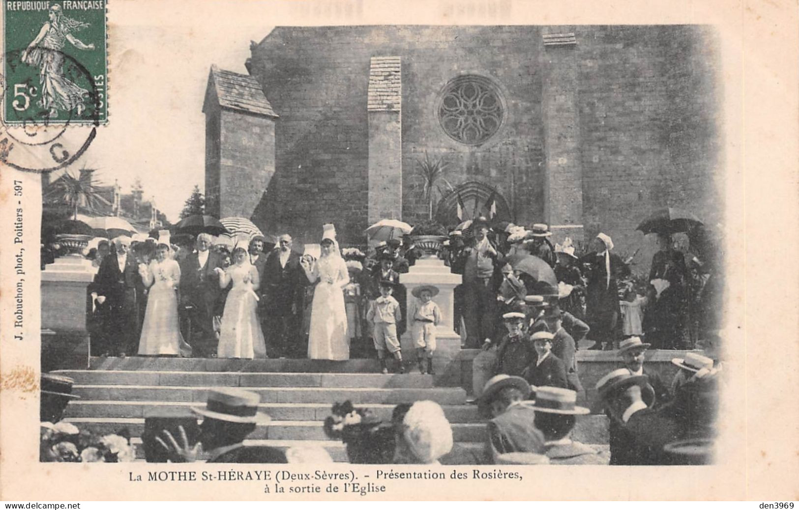 La MOTHE-SAINT-HERAY (Deux-Sèvres) - Présentation Des Rosières à La Sortie De L'Eglise - Voyagé 1907 (2 Scans) - La Mothe Saint Heray