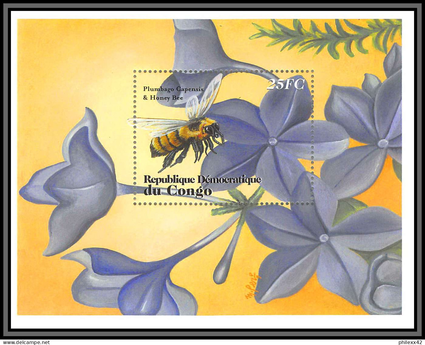 81034 Congo Mi BF N°114 Honey  Bee Abeille Plumbago Capensis TB Neuf ** MNH Fleur Flowers Flower Fleurs 2001 - Abeilles