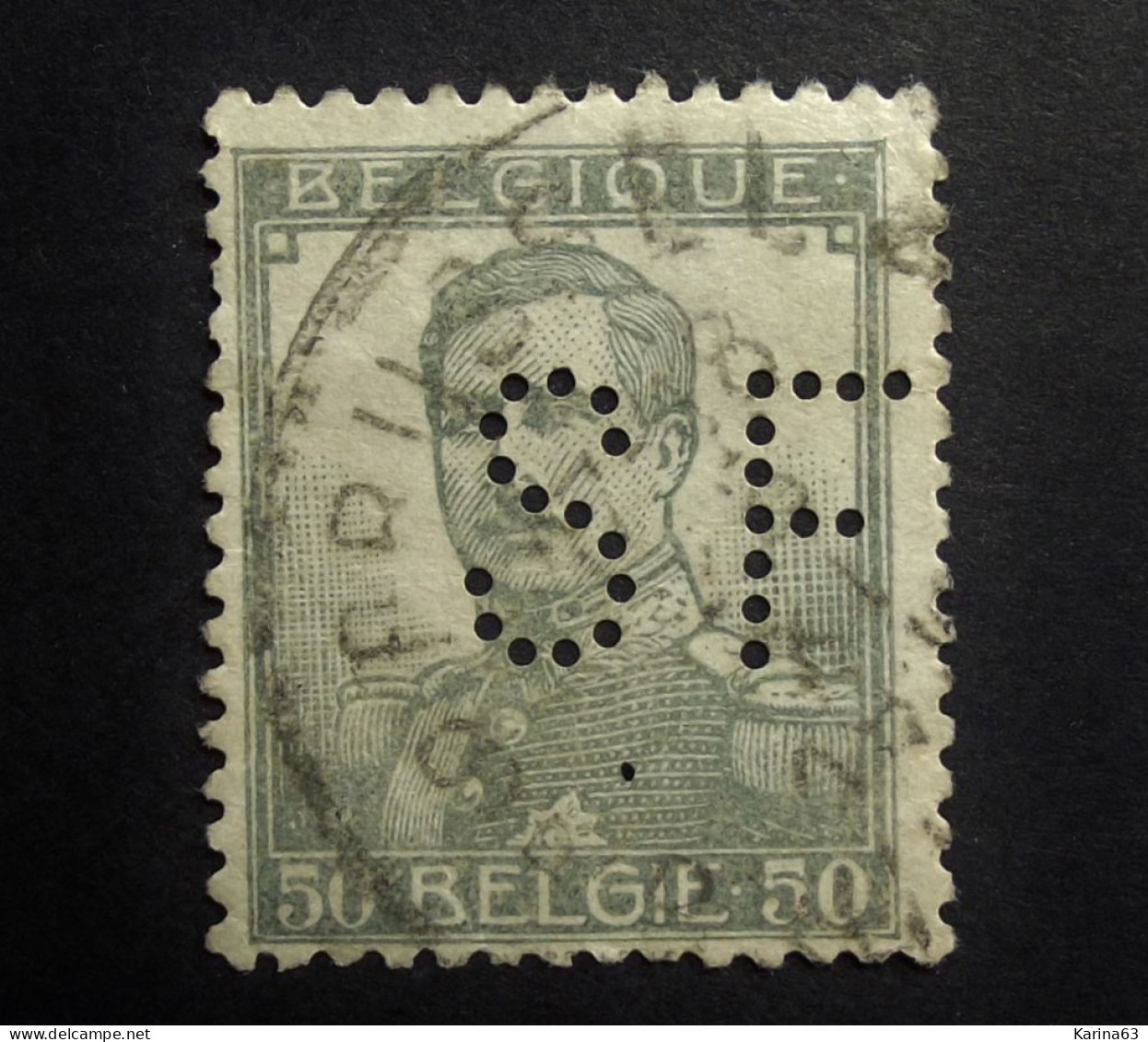 België - Belgique - Perfin Perforé - S F - Brussel  Societe Francaise De Banque Et De Depots	S.F.	1916 -  Canc. Brussel - 1909-34
