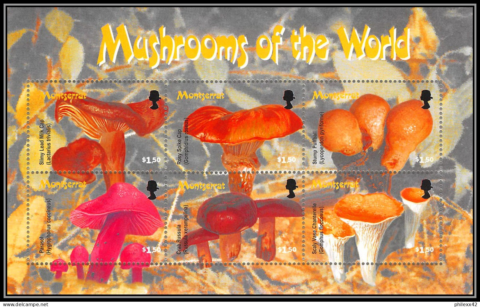 81144b Montserrat Mi N°1205/1210 BF N°97 Amanite Tue-mouches Amanita Champignons Mushrooms Funghi Pilze ** MNH 2003 - Montserrat