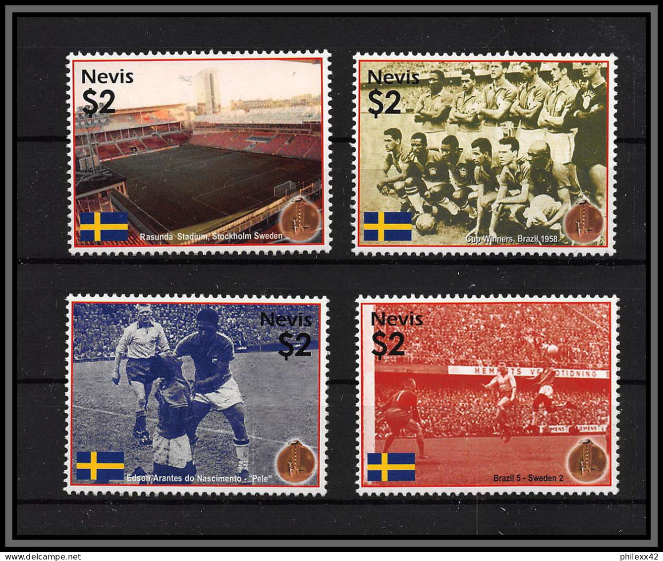 81211 Nevis Mi N°2069/2072 75th Anniversary 1rst World Cup Sweden 1958 Coupe Du Monde TB Neuf ** MNH Football Soccer - 1958 – Sweden