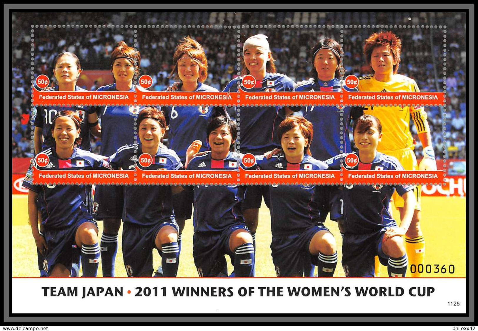 81216 Micronesie Micronesia  Mi N°2260/2267 Team Japan 2001 Winners Of Women's Wolrd Cup 2001 ** MNH Football Soccer - Micronésie