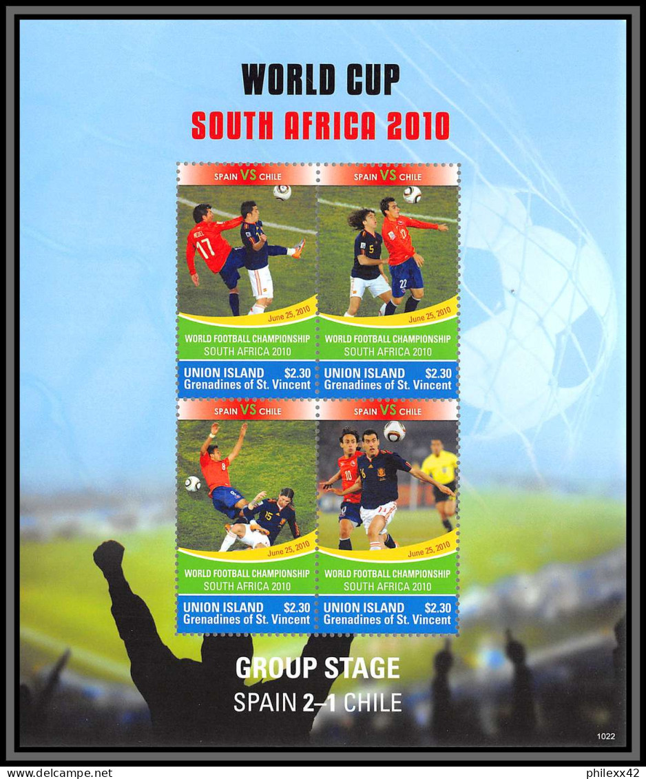 81245b Union Island N° Spain Espana Chile World Cup Coupe Du Monde South Africa 2010 ** MNH Football Soccer - 2010 – Afrique Du Sud