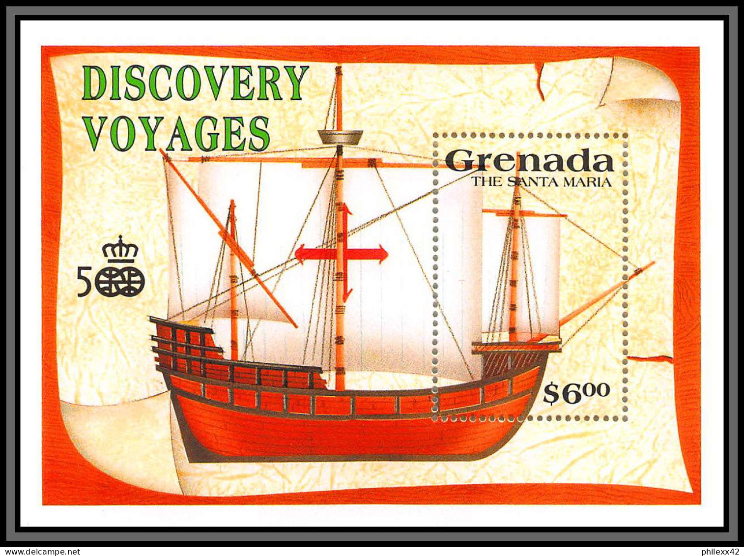 81650 Grenada MI N°273/274 Santa Maria De Christophe Colomb Colombo Columbus  ** MNH Ship Bateau 1991 Discovey Voyages - Christopher Columbus