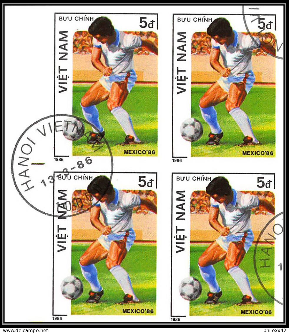 81701 Vietnam Y&t N°670/676 Mi 1664/1670 Football Soccer Mexico World Cup 1986 Oblitéré Used Non Dentelé Imperf Bloc 4 - 1986 – Mexico