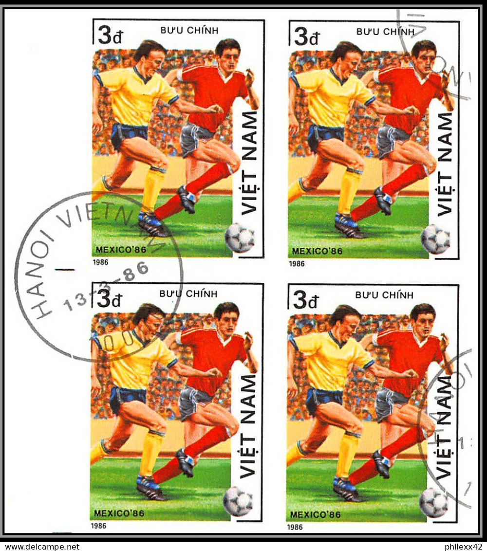 81701 Vietnam Y&t N°670/676 Mi 1664/1670 Football Soccer Mexico World Cup 1986 Oblitéré Used Non Dentelé Imperf Bloc 4 - 1986 – Mexico