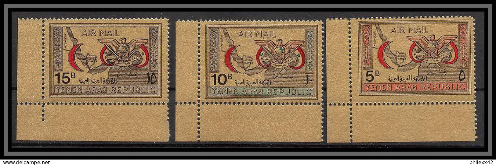 Nord Yemen YAR - 3993/ N°727/729 Croix Rouge Red Crescent OR Gold Stamps Neuf ** MNH - Yémen