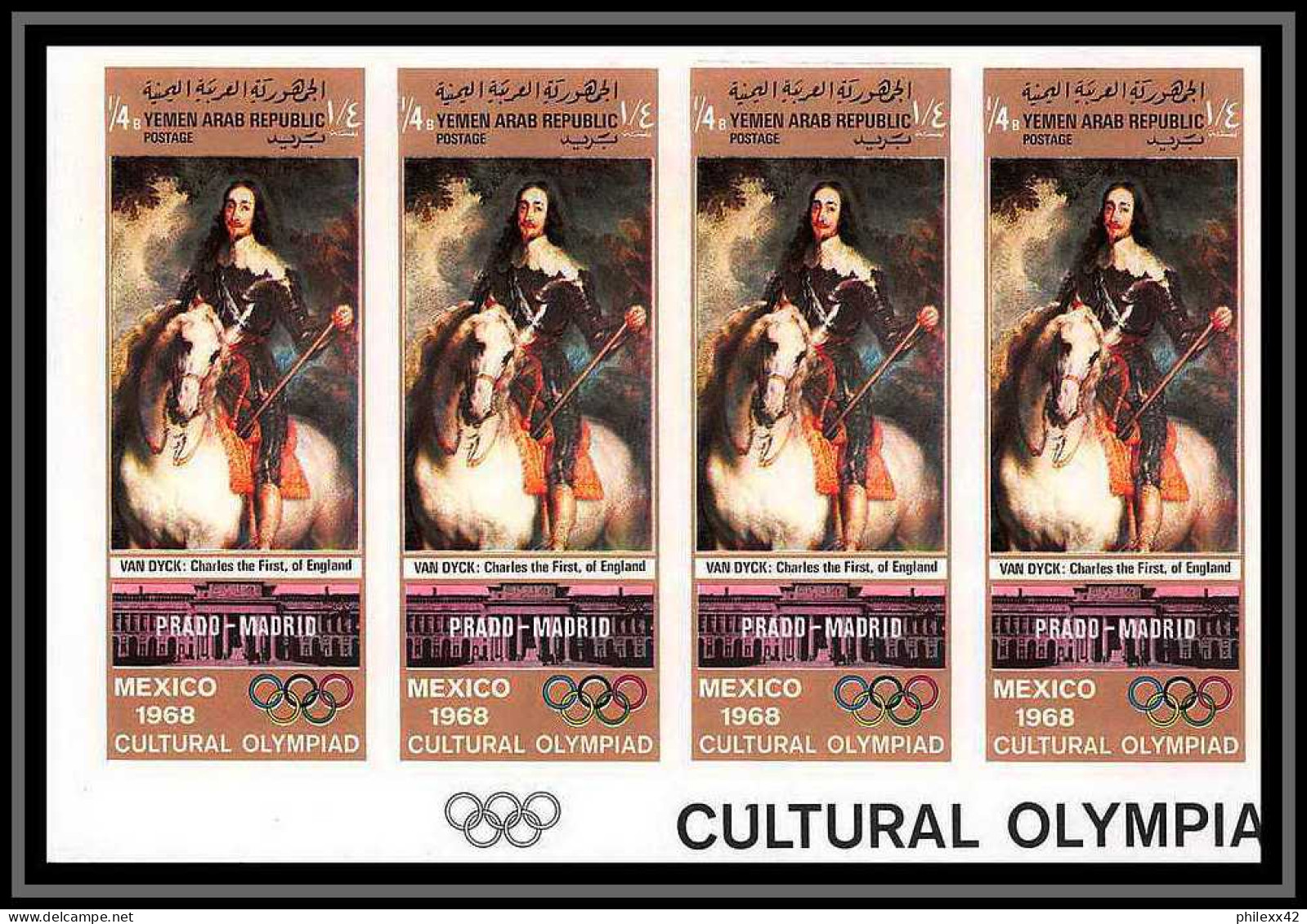 Nord Yemen YAR - 3509/ N° 896/901 Jeux Olympiques (olympic Games) Mexico 1968 Tableaux Paintings Non Dentelé Bande 4 - Yémen