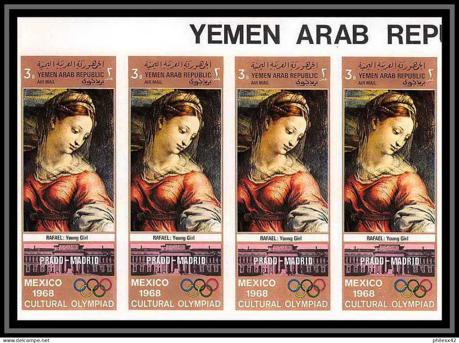 nord Yemen YAR - 3509/ N° 896/901 jeux olympiques (olympic games) mexico 1968 tableaux paintings non dentelé bande 4