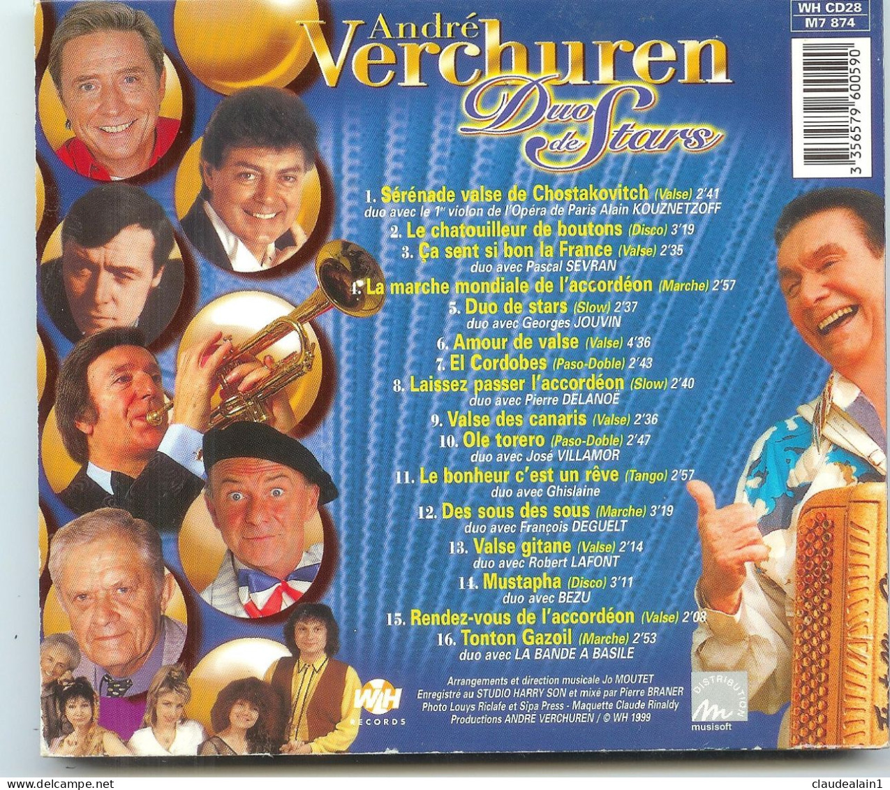 ALBUM CD ANDRE VERCHUREN - DUO DE STARS (16 Titres) - Très Bon état - Instrumentaal