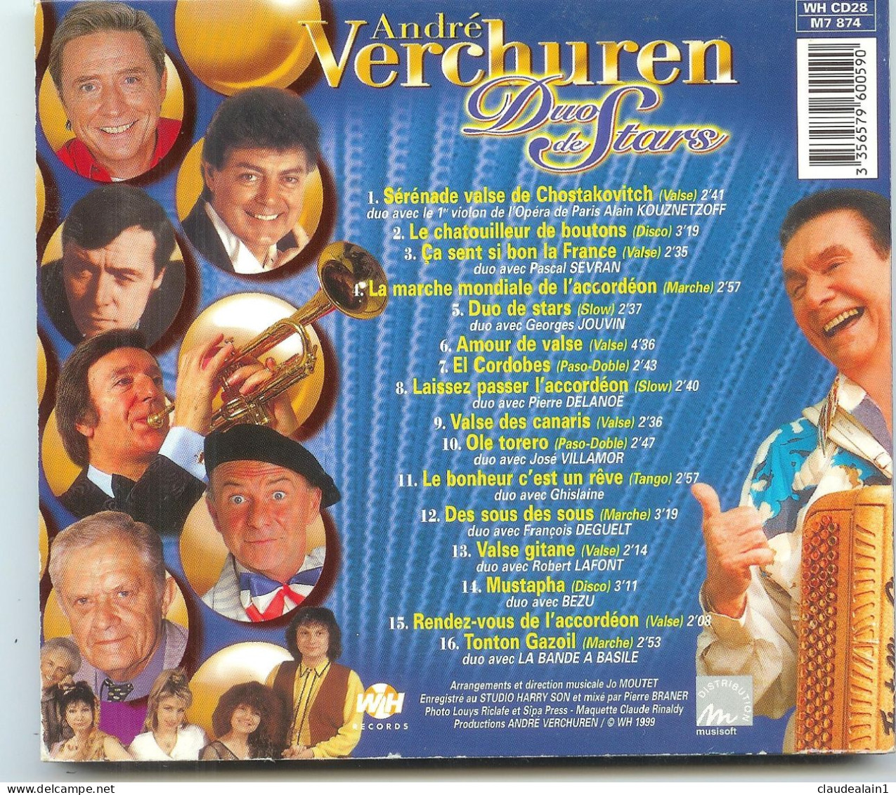 ALBUM CD ANDRE VERCHUREN - DUO DE STARS (16 Titres) - Très Bon état - Instrumental