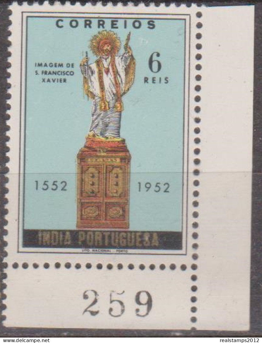 ÍNDIA  - 1952,  4º Centenário Da Morte De S. Francisco Xavier.  6 R.  * MH   MUNDIFIL  Nº 426 - Portugees-Indië