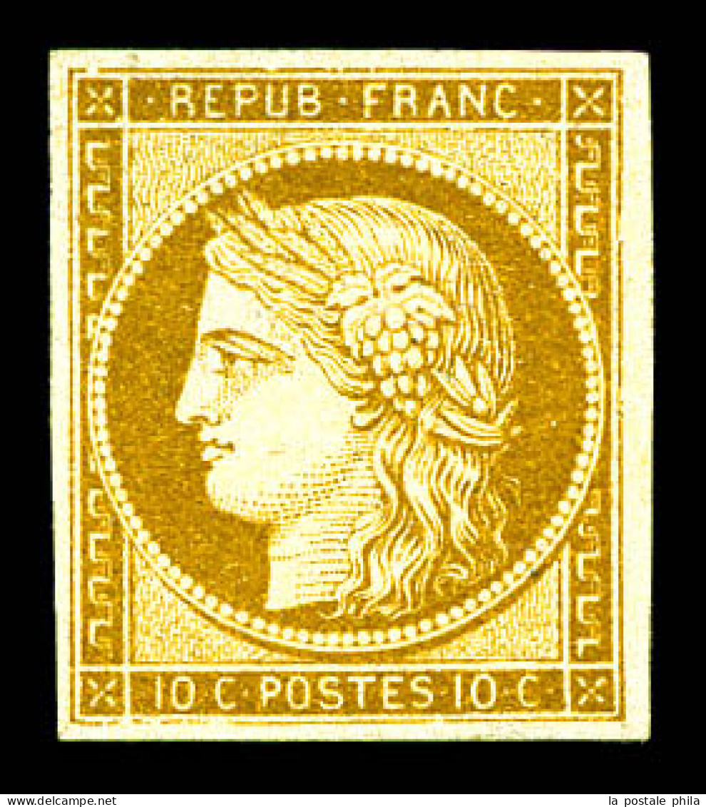 ** N°1, 10c Bistre-jaune. TTB. R. (signé Brun/certificat)  Qualité: ** - 1849-1850 Ceres