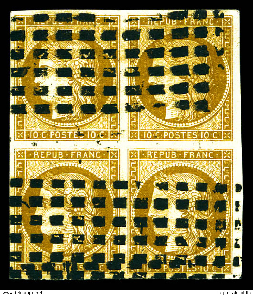 O N°1, 10c Bistre-brun Oblitération Gros Points, Très Jolie Pièce. SUPERBE. R.R. (signé Calves/certificat)  Qualité: Obl - 1849-1850 Ceres