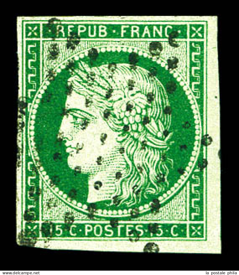 O N°2, 15c Vert Oblitéré étoile Légère. TTB (signé Brun/certificat)  Qualité: Oblitéré  Cote: 1100 Euros - 1849-1850 Ceres