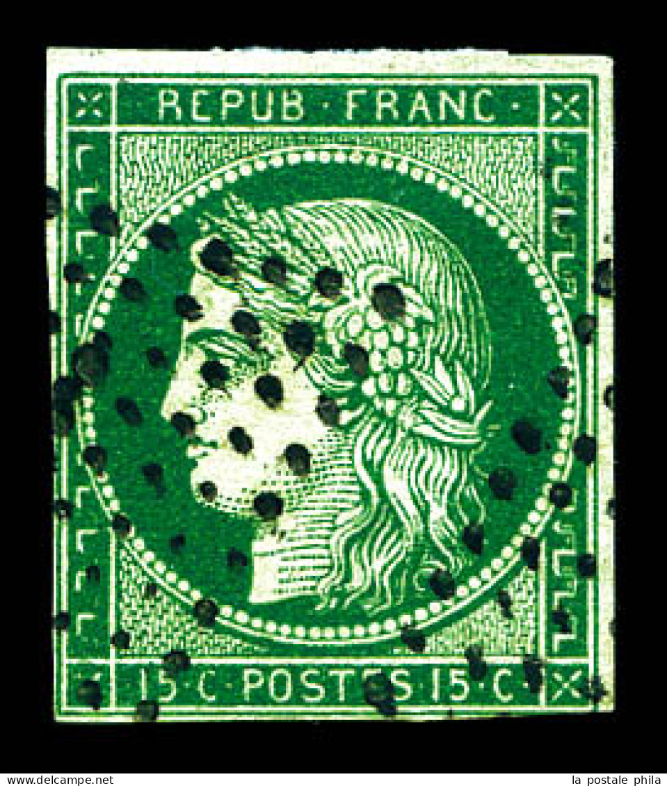 O N°2b, 15c Vert-foncé, Jolie Couleur. TB (signé Brun/Scheller/certificat)  Qualité: Oblitéré  Cote: 1350 Euros - 1849-1850 Cérès