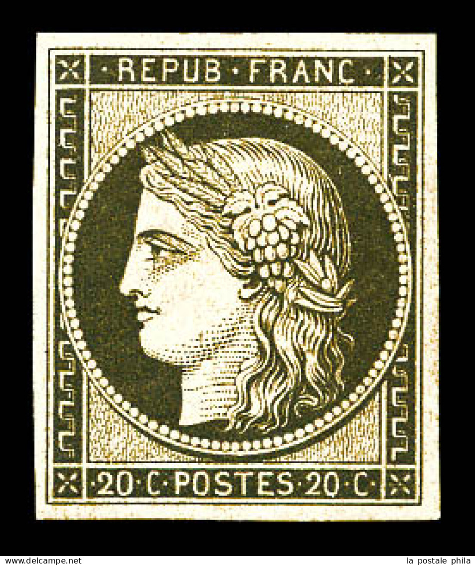 ** N°3f, 20c Noir Sur Jaune Impression De 1862, Fraîcheur Postale, SUP (certificat)  Qualité: ** - 1849-1850 Cérès