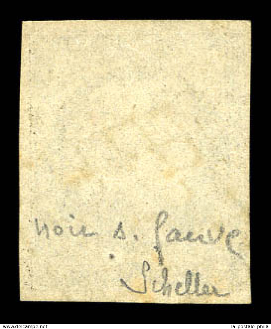 O N°3g, 20c Noir Sur Fauve, Quatre Belles Marges Et Grille Légère. TTB (signé Scheller/certificat)  Qualité: Oblitéré  C - 1849-1850 Ceres