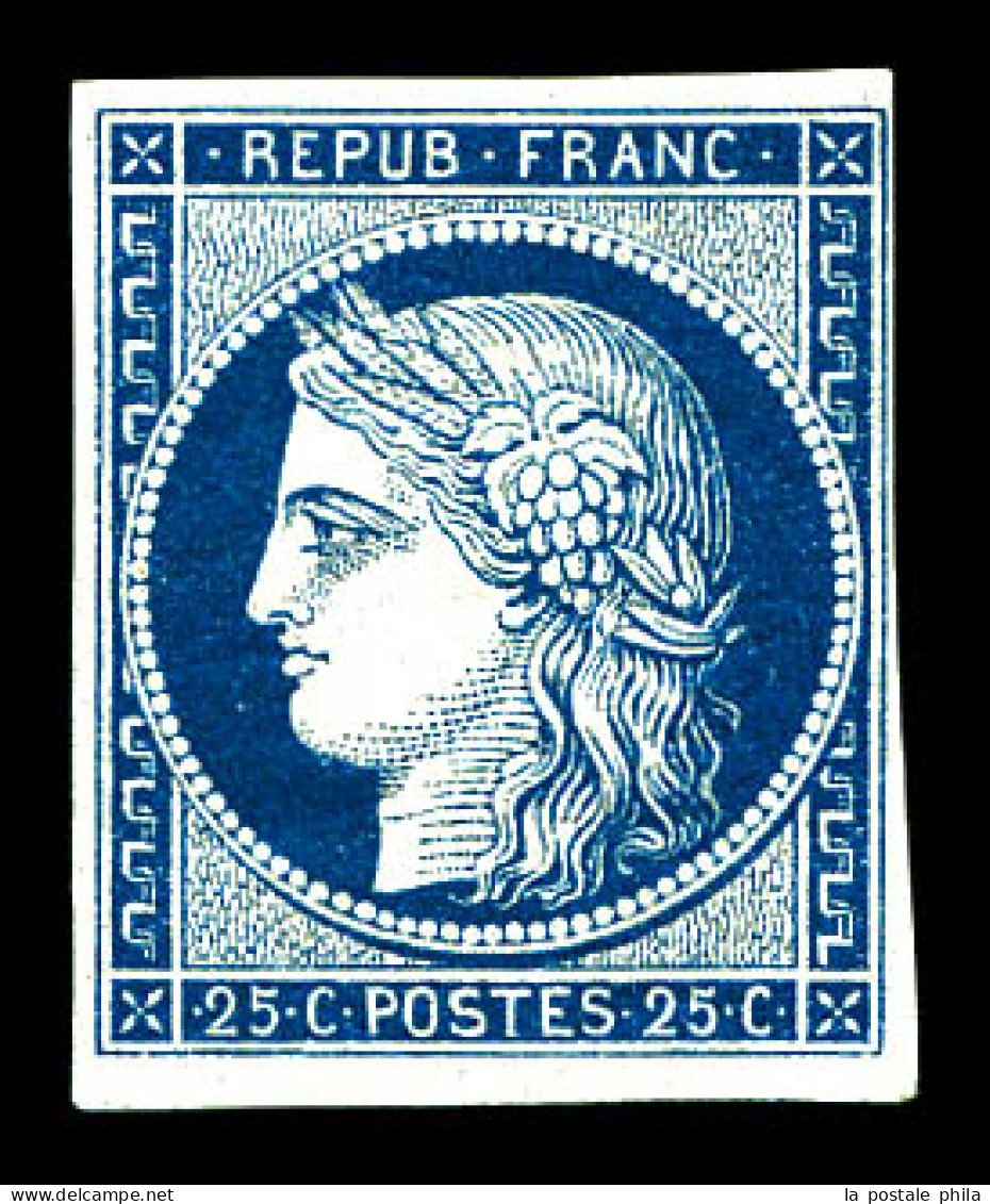 ** N°4a, 25c Bleu Foncé, Exceptionnelle Fraîcheur, R.R.R, SUPERBE (signé Calves/certificats)  Qualité: ** - 1849-1850 Ceres