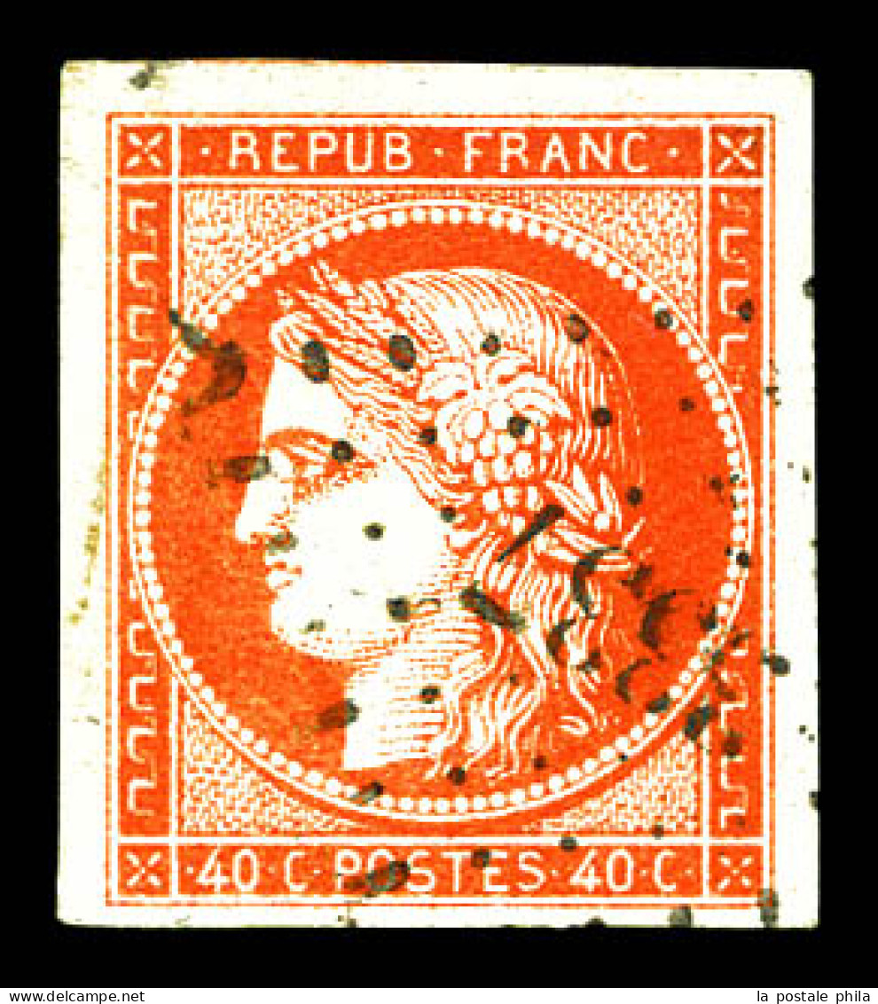 O N°5, 40c Orange Obl Pc 3337, Quatre Belles Marges Avec Voisin, Très Jolie Pièce. SUP (signé Brun/Calves/certificat)  Q - 1849-1850 Ceres