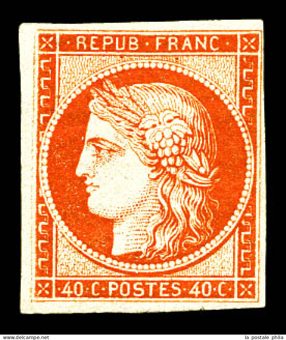 * N°5A, 40c Orange, Quatre Belles Marges. SUP. R. (signé Calves/certificat)  Qualité: *  Cote: 4000 Euros - 1849-1850 Cérès