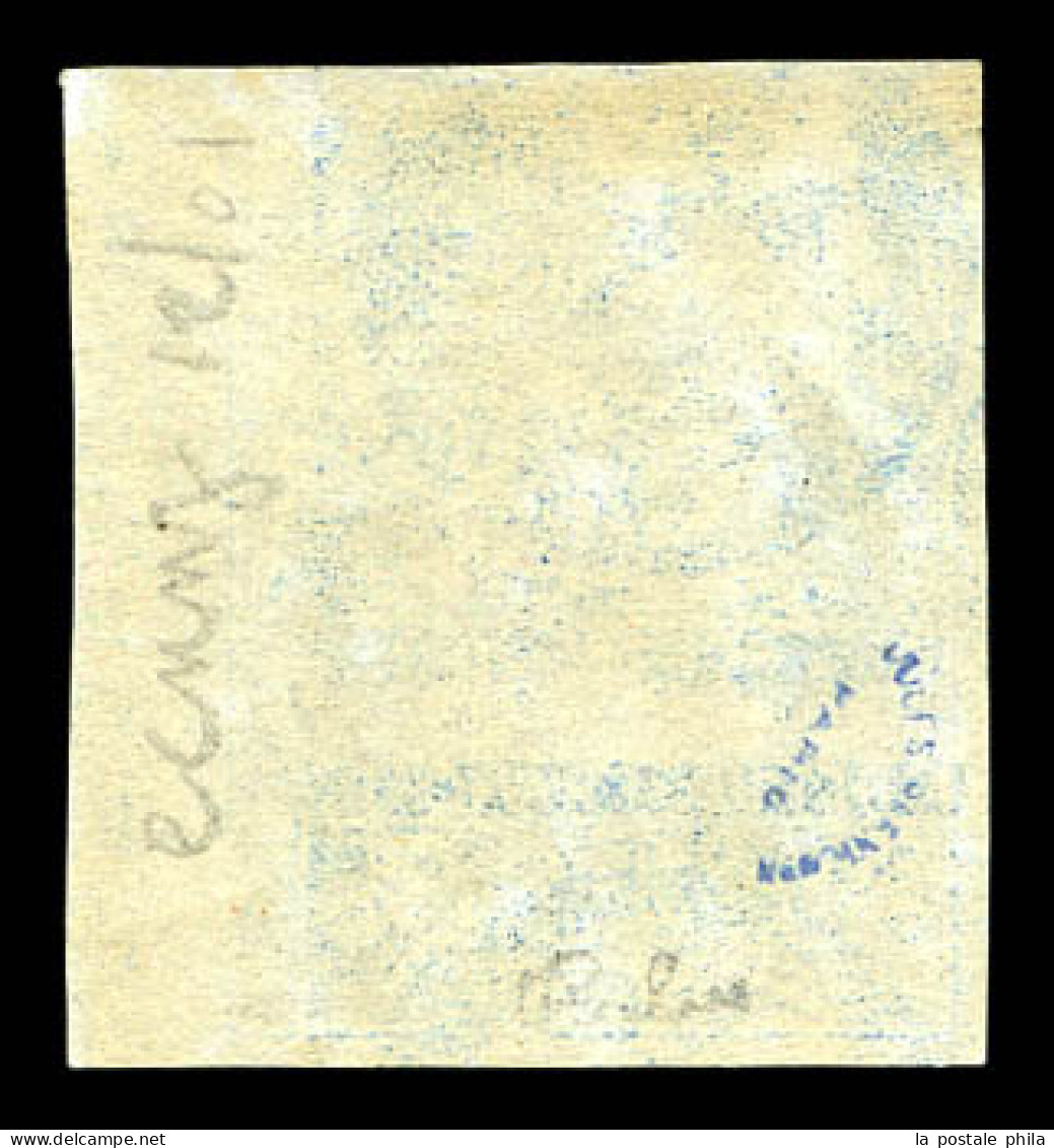 ** N°8b, Non émis, 20c Bleu Sur Azuré Coin De Feuille, Fraîcheur Postale. SUPERBE. R.R. (signé Calves/certificat)  Quali - 1849-1850 Cérès