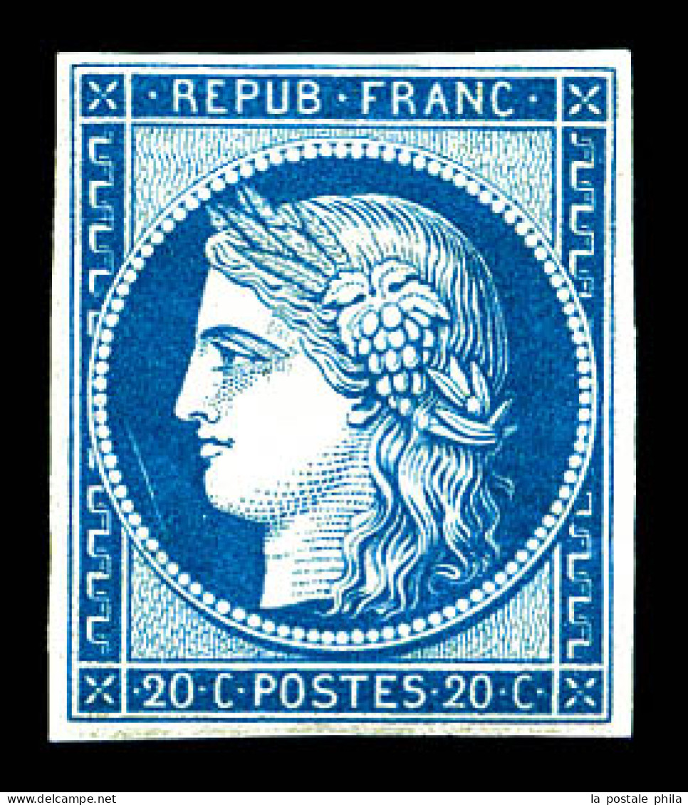 * N°8f, Non émis, 20c Bleu Impression De 1862, TTB (signé Calves/certificat)  Qualité: *  Cote: 800 Euros - 1849-1850 Ceres