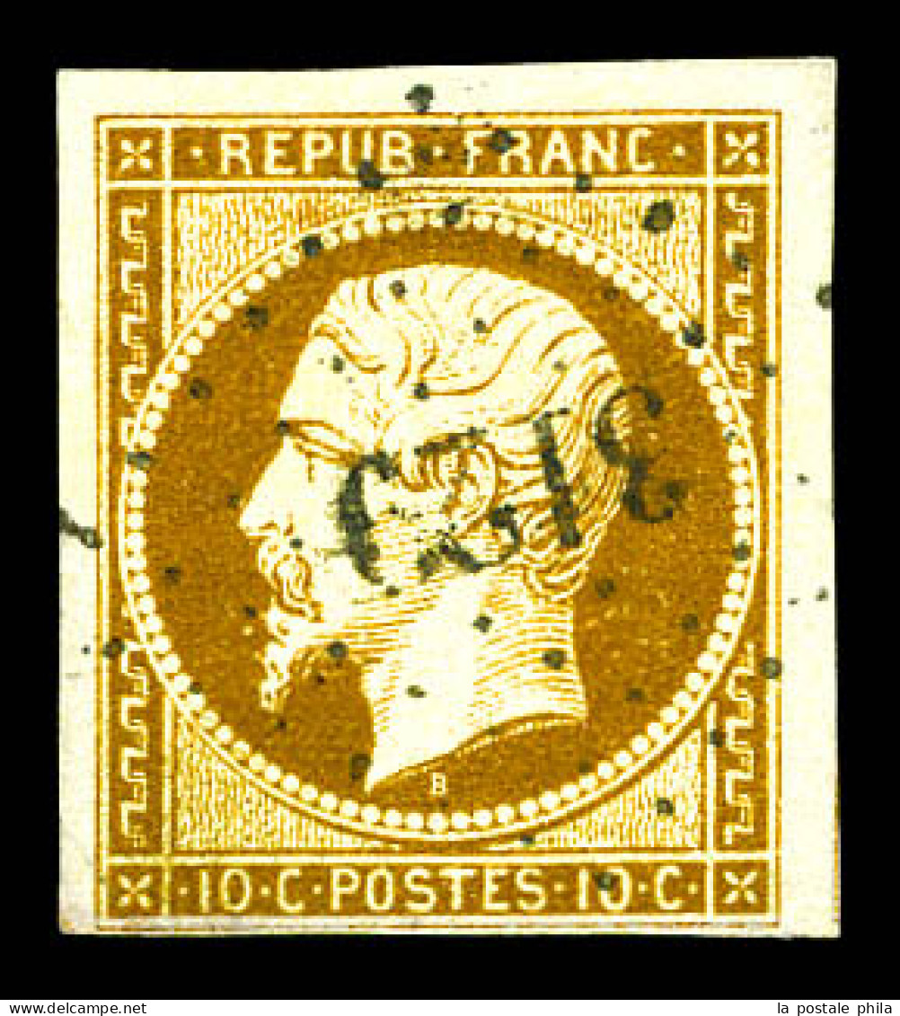 O N°9a, 10c Bistre-brun Obl étoile, TB (certificat)  Qualité: Oblitéré  Cote: 950 Euros - 1852 Louis-Napoléon