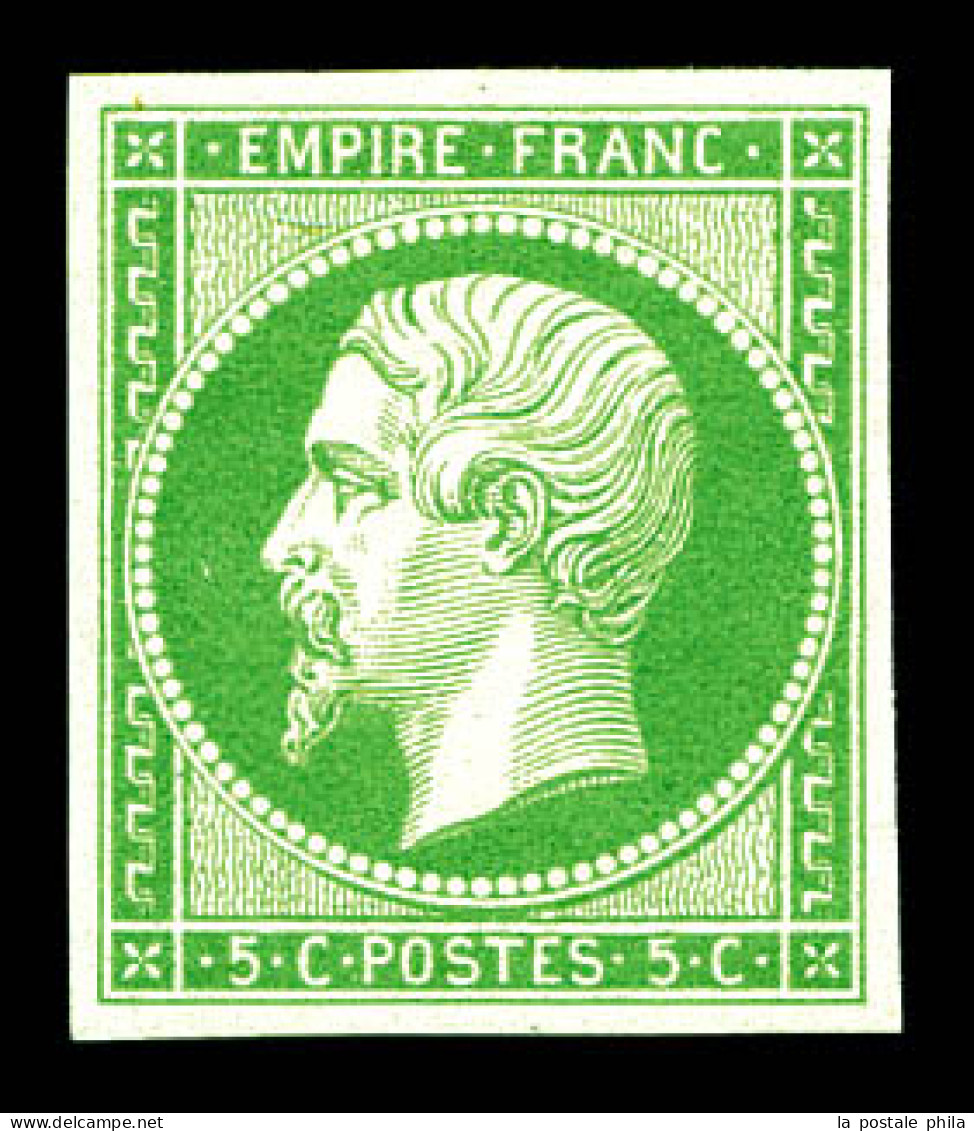 ** N°12a, 5c Vert-jaune, Quatre Belles Marges, Fraîcheur Postale. SUP (signé/certificat)  Qualité: ** - 1853-1860 Napoléon III.