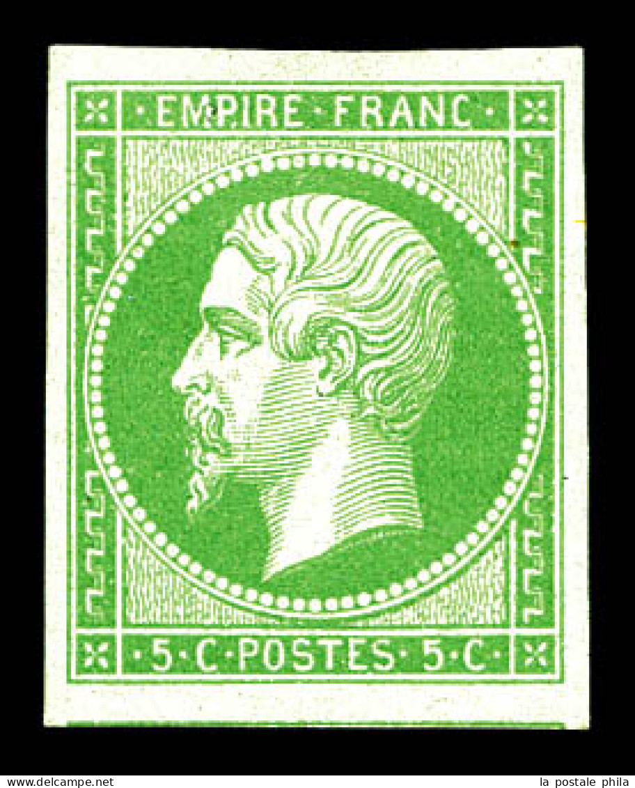 * N°12a, 5c Vert-jaune, Belles Marges Avec Voisin. TTB (certificat)  Qualité: *  Cote: 1525 Euros - 1853-1860 Napoléon III