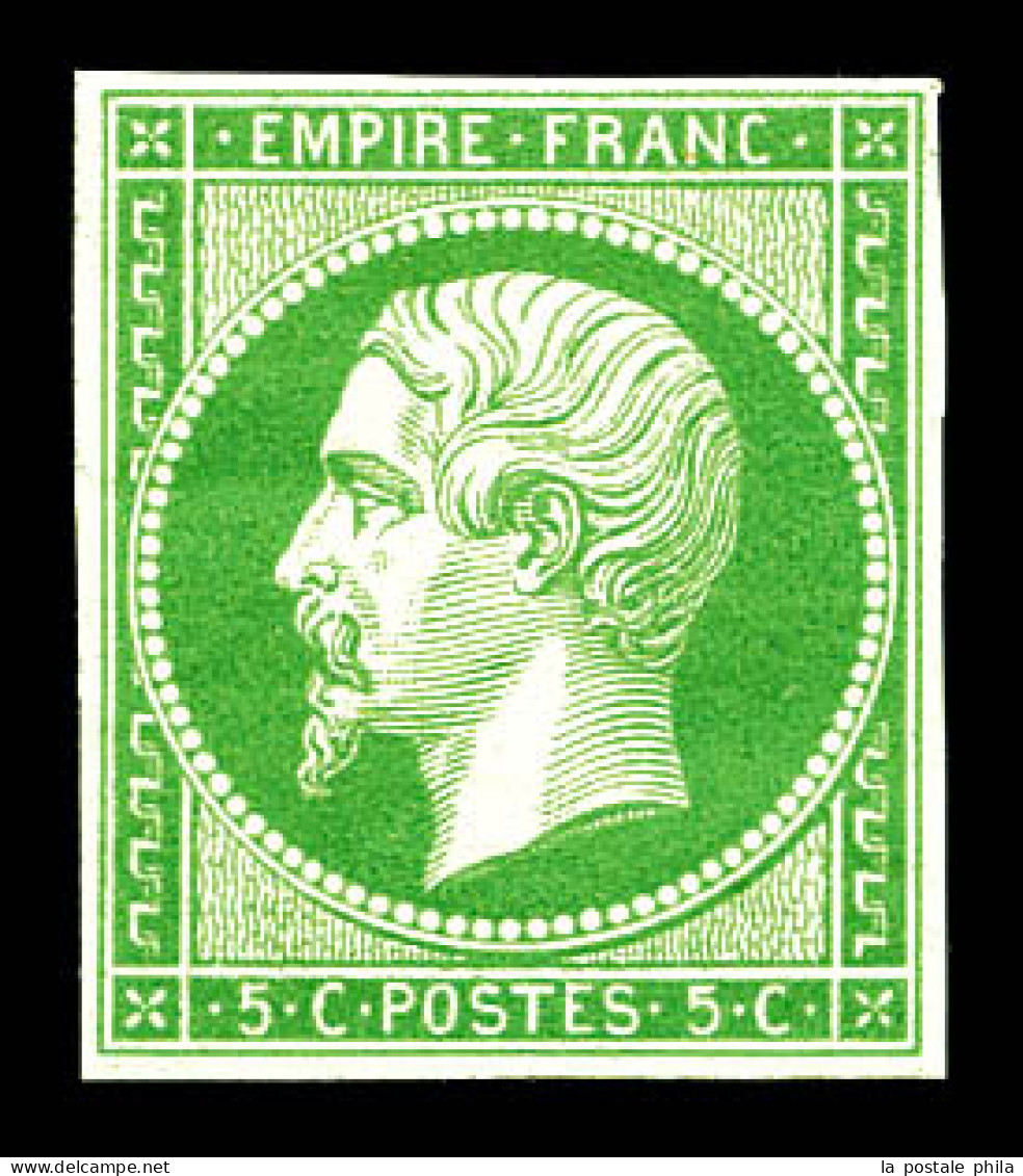 * N°12a, 5c Vert-jaune, Frais. TTB (signé/certificat)  Qualité: *  Cote: 1525 Euros - 1853-1860 Napoléon III