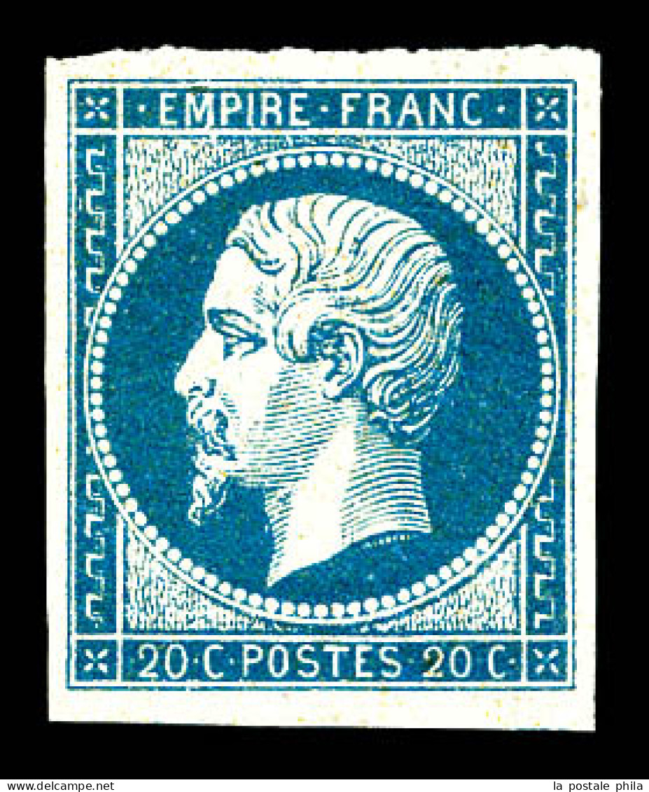 ** N°14A, 20c Bleu Type I. TTB (signé Calves/certificat)  Qualité: ** - 1853-1860 Napoléon III.