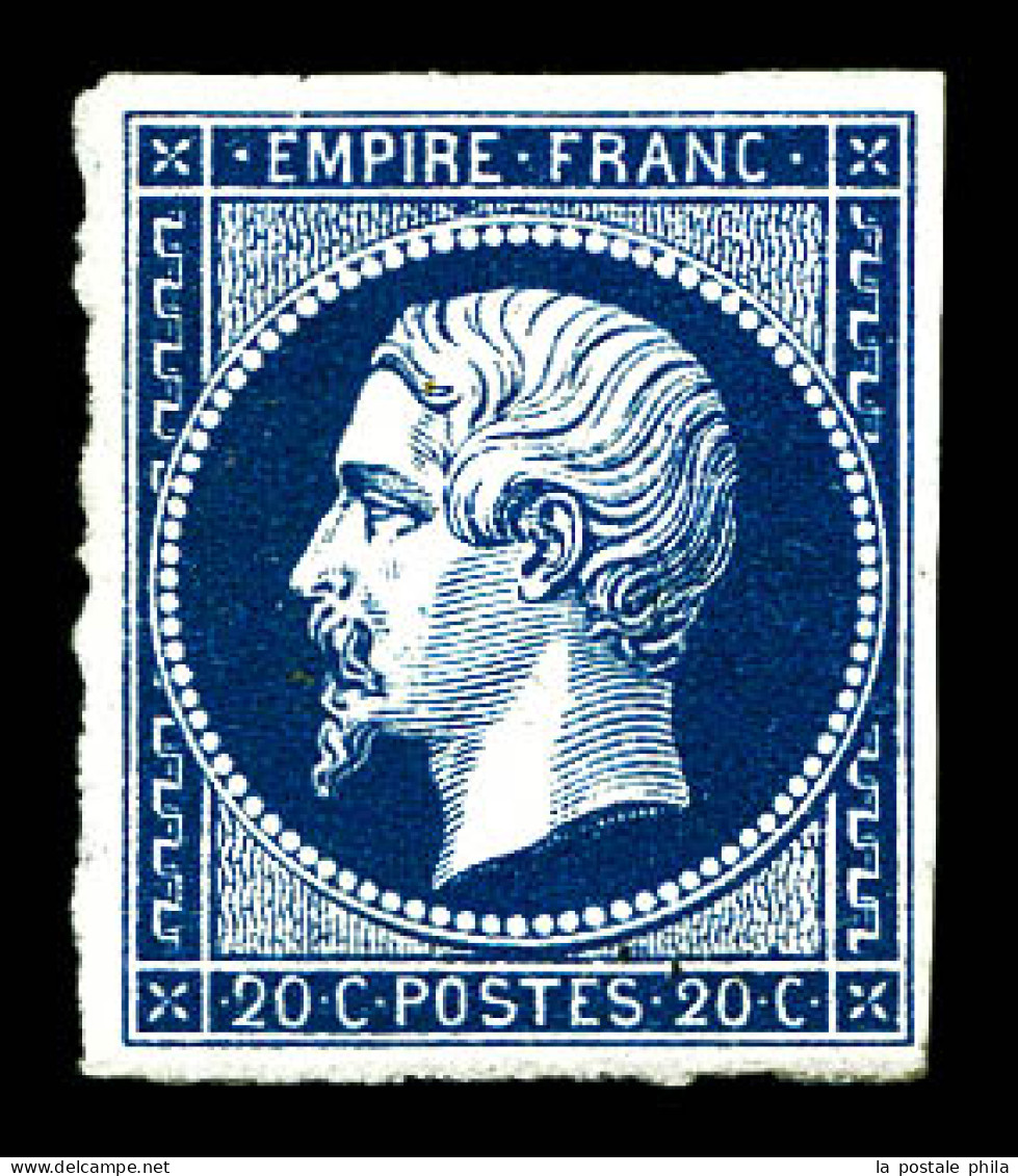 * N°14Ab, 20c Bleu-noir Type I, Gomme Partielle, Nuance Rare En Neuf. TTB (signé Brun/certificats)  Qualité: *  Cote: 25 - 1853-1860 Napoléon III